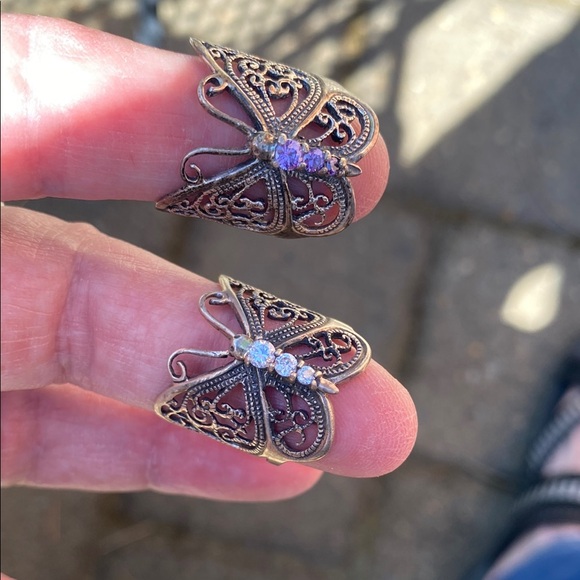 Vintage sterling silver butterfly rings size 7 - Picture 2 of 10